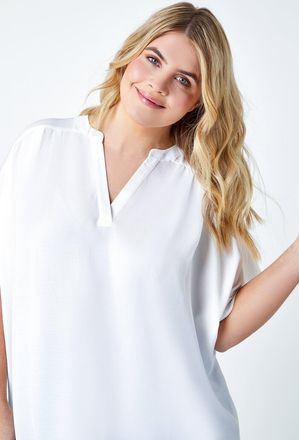 Roman Linen Look V-Neck Longline Top