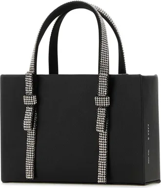 Kara Womens Crystal-Embellished Handles Top Handle Bag Black Lamb