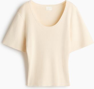 H&M T-Shirt aus Feinstrick - Beige