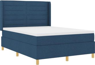 vidaXL Box Spring Bed with Mattress Blue 140 x 190 cm Fabric vidaXL