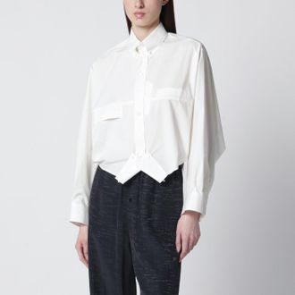 Maison Margiela Camicia bianca in cotone con effetto speculare