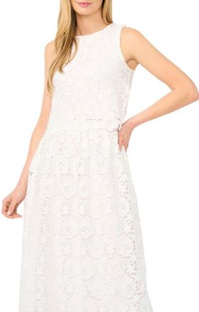 CeCe by Cynthia Steffe Sleeveless Floral Lace Top in Ultra White at Nordstrom, Size X-Small