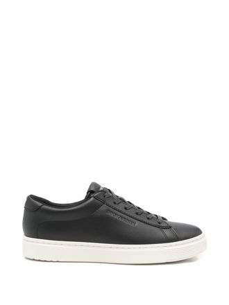 Emporio Armani Black Leather Sneakers