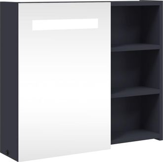vidaXL Mueble De Ba&ntilde;o Con Espejo Y Luz Led Gris 60x13x52 Cm Vidaxl