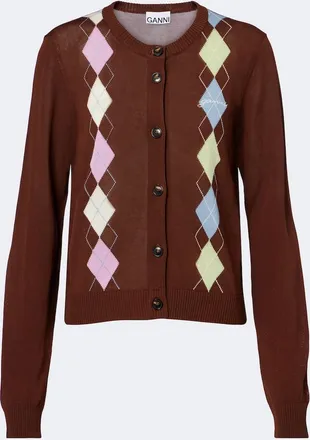 Ganni Argyle cotton cardigan