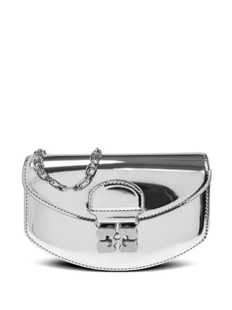 Ganni metallic-effect clasp chain mini bag - women - Recycled Polyester - One Size - Grey