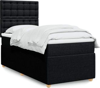 vidaXL Cama Box Spring Con Colch&oacute;n Tela Negro 100x200 Cm Vidaxl