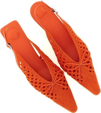 Jacquemus Womens Braided Raffia And Lambskin Slingback Orange Heels