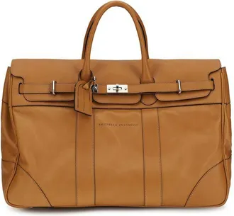 Brunello Cucinelli Brown Calf Leather Bos Taurus Luggage And Mens Travel
