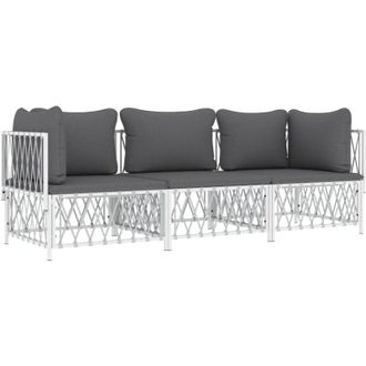 vidaXL Juego De Muebles De Jard&iacute;n 3 Piezas Con Cojines Acero Blanco Vidaxl