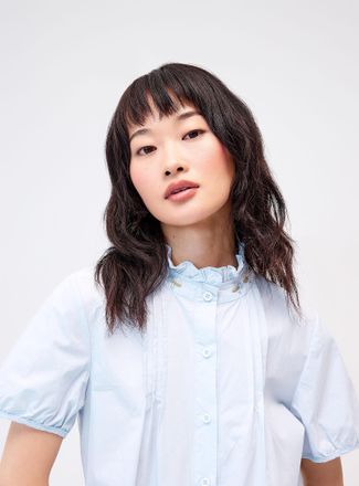 Twik Womens Floral embroidery collar blouse