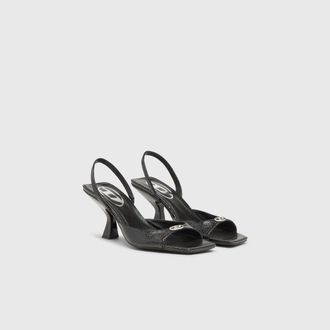 Diesel D-Amber-Slingback sandals in lizard-effect leather - Sandals - Woman - Black