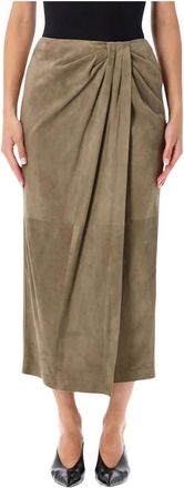 Ralph Lauren Teegan Midi Skirt - female - Ralph Lauren - Leather Skirts - Beige - XS - Skirts