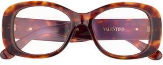 Valentino 46mm Oval Optical Glasses in Havana Havana Transparent at Nordstrom Rack