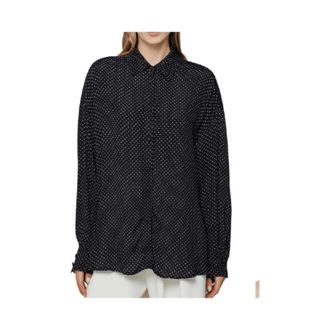 Mar De Margaritas Shirts, female, Black, Size: XL Oversized Crepe Shirt Clelia