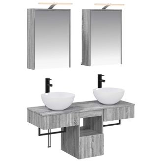 vidaXL Juego De Muebles De Ba&ntilde;o 5 Uds. Sonoma Gris Vidaxl