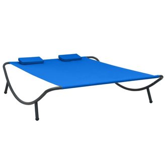 vidaXL Tumbona De Exterior De Tela Azul Vidaxl