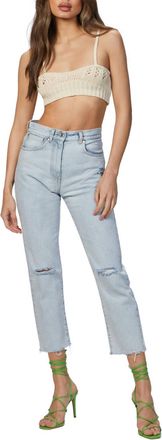 Msgm Ripped-Detailing Cropped Jeans In Light Blue