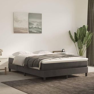 vidaXL Vidaxl - Estructura De Cama Sin Colch&oacute;n Terciopelo Gris Oscuro 140x190cm