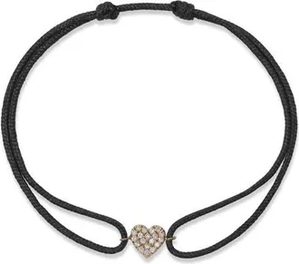 Anzie Love Letter Pav&eacute; Heart Bracelet in Black at Nordstrom, Size Small