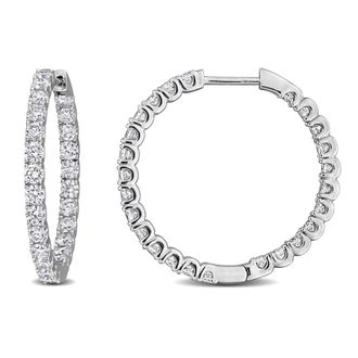 Mimi & Max Created Forever 2ct TW Lab-Grown Diamond Hoop Earrings Sterling Silver