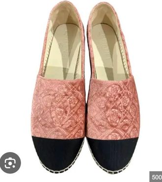 Chanel Pink Velvet Espadrilles Size 38