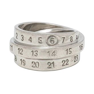 Maison Margiela Triple Logo Numeric Signature Ring - Dames - Ringen - Grijs - 42 MM - Accessoires