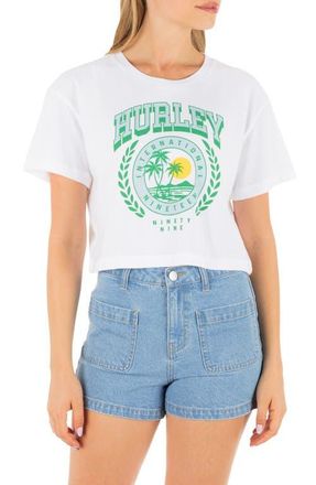 Hurley Academy Graphic Boxy Crop T-Shirt in White at Nordstrom, Size X-Large