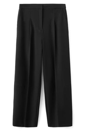 Mango Pleated Straight Leg Pants in Black at Nordstrom, Size 4