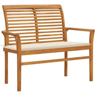 vidaXL Vidaxl - Banco De Jard&iacute;n Madera Maciza De Teca Con Coj&iacute;n Crema 112 Cm