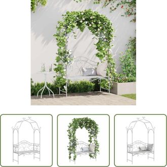 vidaXL vidaXL Acciaio - Panchina da giardino Bianco Antico 121 x 48 x 200 cm Acciaio