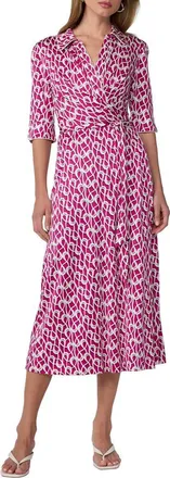 Diane Von F&uuml;rstenberg Sana Tie Belt Midi Dress in Loops Gossip Pink at Nordstrom, Size X-Large