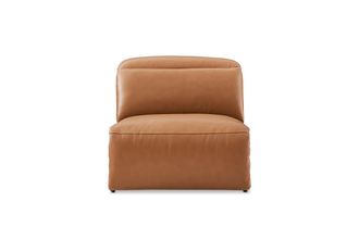 Castlery Modular Leather Power Recliner Armless Sofa with Hidden Recliner Controls - Brown | Jaron by Castlery