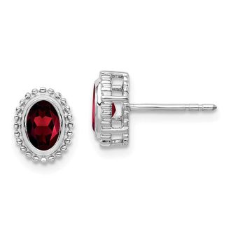Diamond2Deal 14k Gold Oval Garnet Stud Earrings