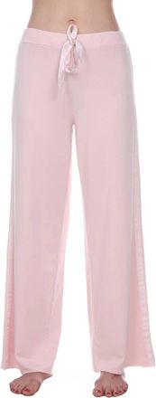 Pj Harlow Kimber Long French Terry Wide Leg Pant With Satin Stripes In Blush
