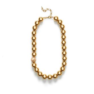 Anni Lu Statement Gouden Ketting met Parel Detail - Dames - Kettingen - Geel - ONE Size - Leer - Accessoires