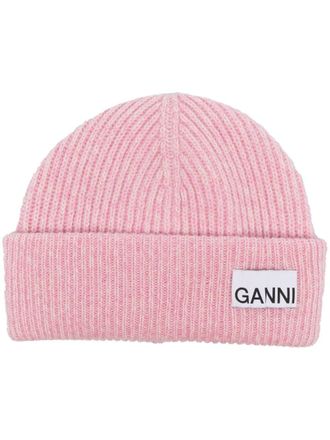 Ganni Berretto con logo - Rosa