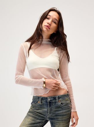 Twik Womens Polka dotted mesh T-shirt