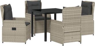 vidaXL Garden Dining Set 5 pcs Light Grey Poly Rattan Vidaxl
