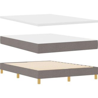 vidaXL Box Spring Bed with Mattress Cream 90x200 cm Fabric Taupe Vidaxl