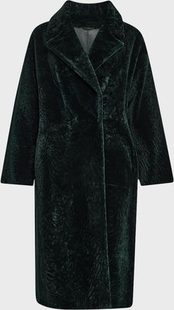 Gorski Reversible Textured Lamb Shearling Long Coat