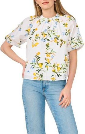 Ted Baker Print Cotton Top in Ultra White at Nordstrom Rack, Size X-Large