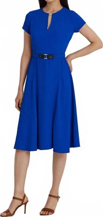 Ralph Lauren Belted Georgette Midi Dress In Blue