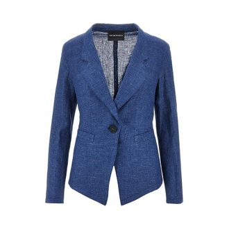 Emporio Armani Linen-blend chambray single-breasted jacket Woman 40