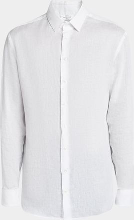 Giorgio Armani Mens Classic Solid Linen Sport Shirt