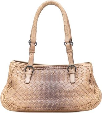 Bottega Veneta Pre-owned Handbags, female, Brown, Size: ONE SIZE Pre-owned Handcrafted Leather Woven Design Handbag Stylish Everyday Use Accessories
