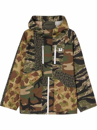 Palm Angels multi-print parka coat - men - Cotton - 46 - Green