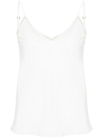 Nissa V-neck crepe de chine tank top - White