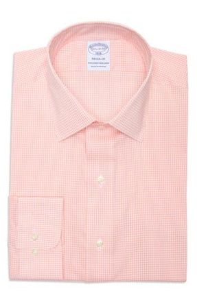 Brooks Brothers Trim Fit Check Button-Down Shirt in Peachminiging at Nordstrom Rack, Size 15.5 - 34