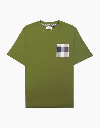 Aquascutum Mens Aquascutum Macro Club Check T-shirt Army Green - Size: 44